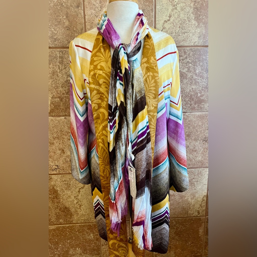 Chico's Multicolor Reversible Jacket and Scarf NWT Size 3